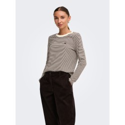JDY Pisa langærmet print bluse - Cloud Dancer COFFEE BEAN