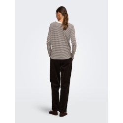 JDY Pisa langærmet print bluse - Cloud Dancer COFFEE BEAN