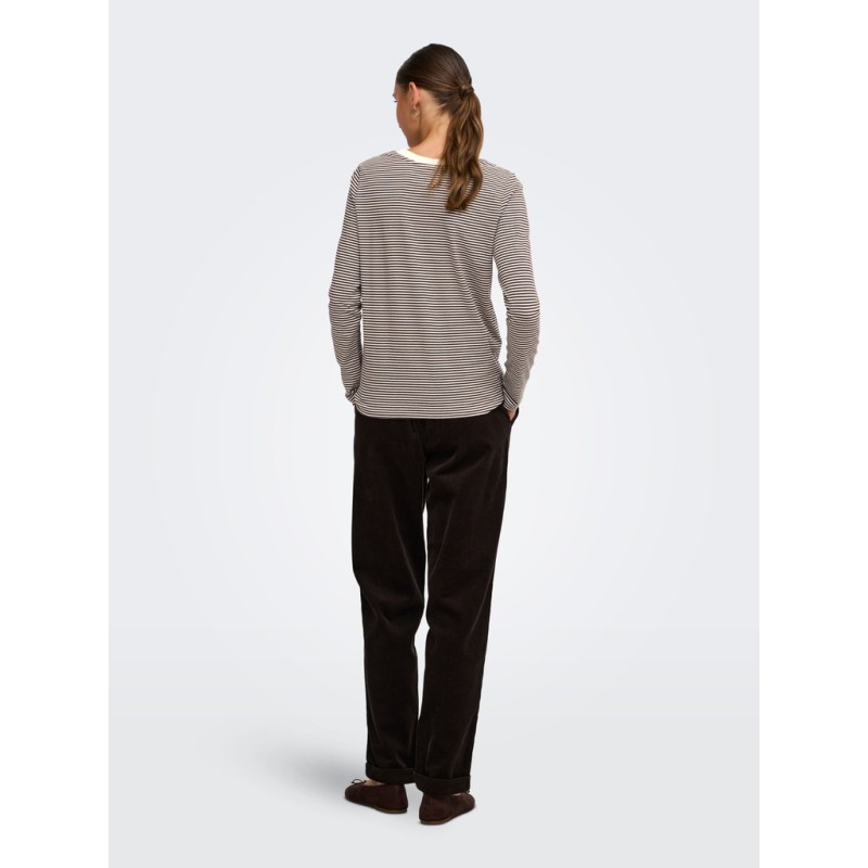 JDY Pisa langærmet print bluse - Cloud Dancer COFFEE BEAN