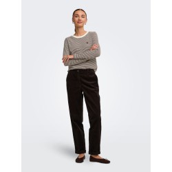 JDY Pisa langærmet print bluse - Cloud Dancer COFFEE BEAN
