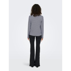 JDY Pisa langærmet print bluse - Cloud Dancer / Sky Captain