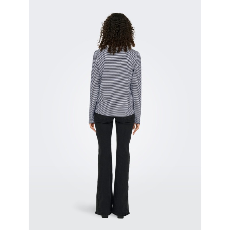 JDY Pisa langærmet print bluse - Cloud Dancer / Sky Captain