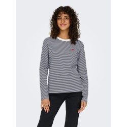 JDY Pisa langærmet print bluse - Cloud Dancer / Sky Captain