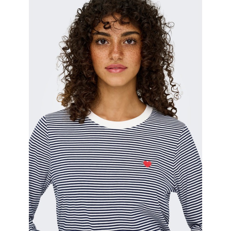 JDY Pisa langærmet print bluse - Cloud Dancer / Sky Captain
