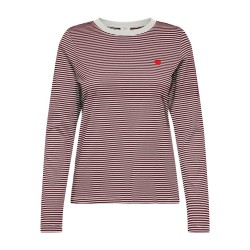 JDY Pisa langærmet print bluse - Cloud Dancer / Windsor Wine