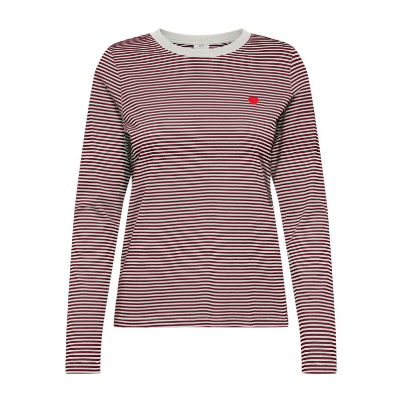 JDY Pisa langærmet print bluse - Cloud Dancer / Windsor Wine