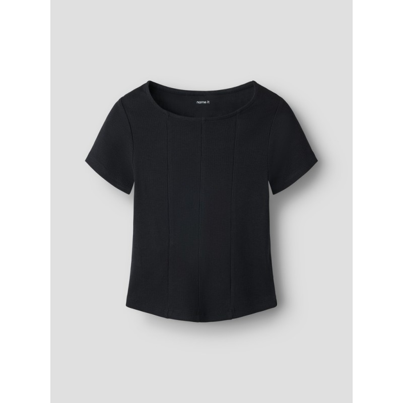 NAME IT Kids Lena kortærmet slim top - Black Beauty