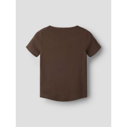 NAME IT Kids Lena kortærmet slim top - Chocolate Brown