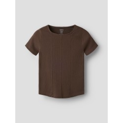 NAME IT Kids Lena kortærmet slim top - Chocolate Brown