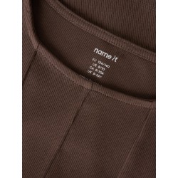 NAME IT Kids Lena kortærmet slim top - Chocolate Brown