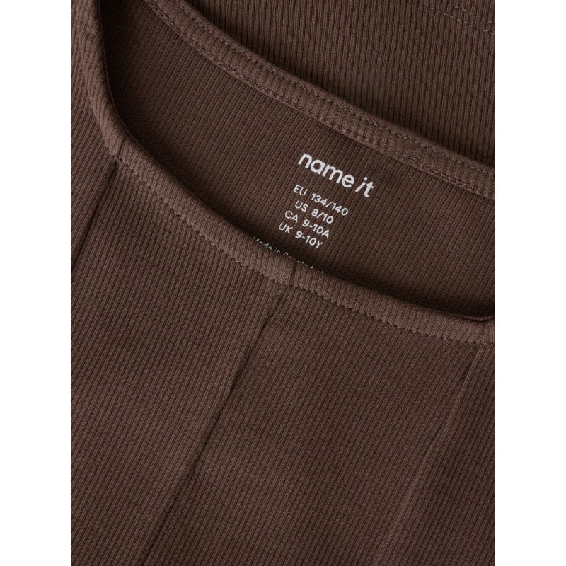 NAME IT Kids Lena kortærmet slim top - Chocolate Brown