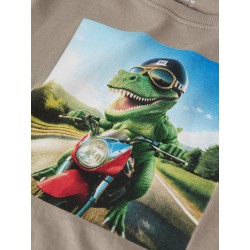 NAME IT Mini Voto langærmet bluse - Vintage Khaki DINO MOTORCYCLE