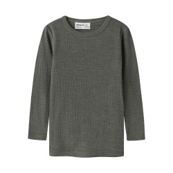 NAME IT Mini Wax uld rib langærmet bluse - Mulled Basil