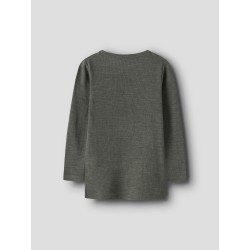 NAME IT Mini Wax uld rib langærmet bluse - Mulled Basil