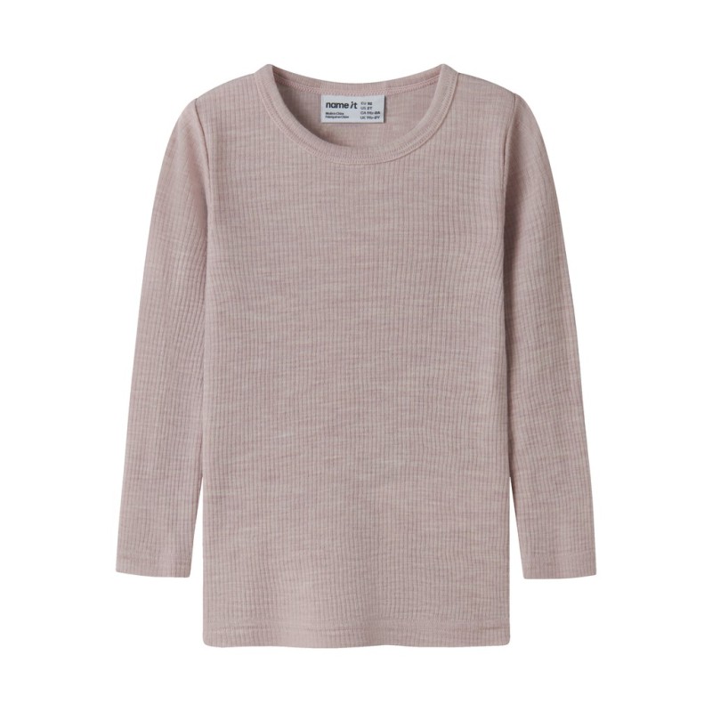 NAME IT Mini Wax uld rib langærmet bluse - Violet Ice