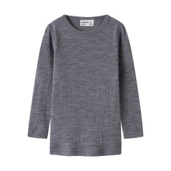 NAME IT Mini Wax uld rib langærmet bluse -  Folkstone Gray