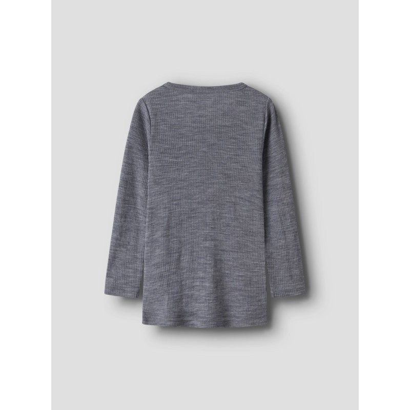 NAME IT Mini Wax uld rib langærmet bluse -  Folkstone Gray