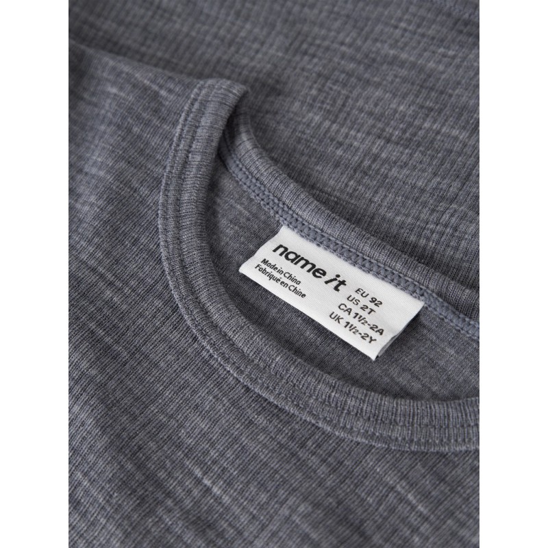 NAME IT Mini Wax uld rib langærmet bluse -  Folkstone Gray