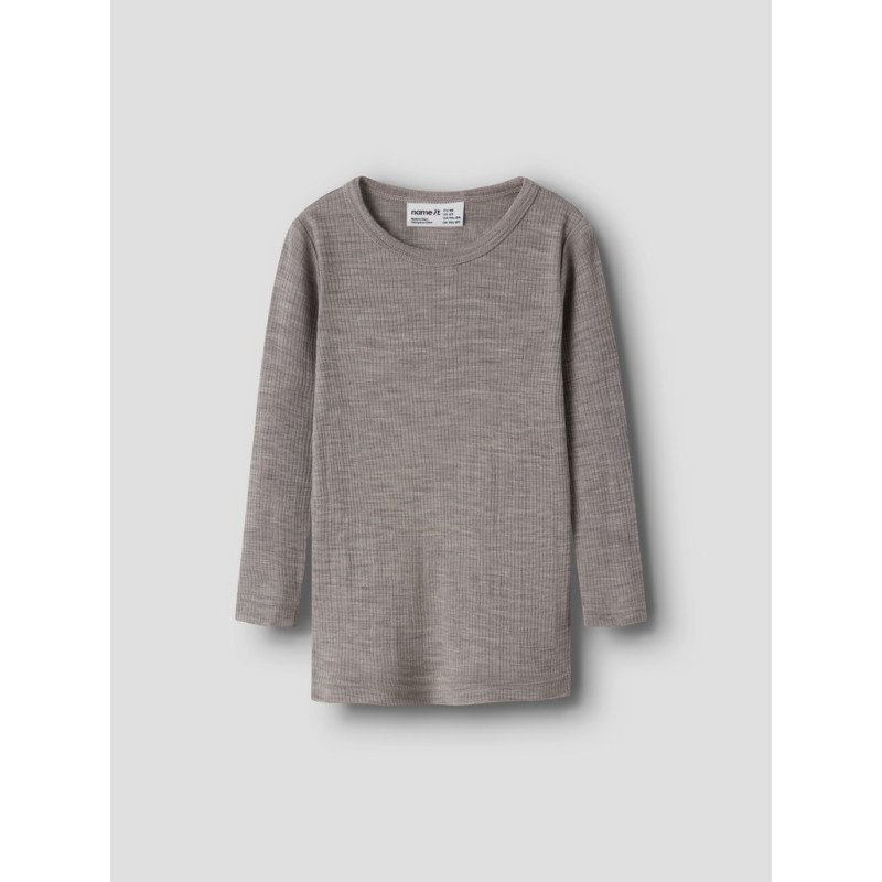 NAME IT Mini Wax uld rib langærmet bluse - Satellite