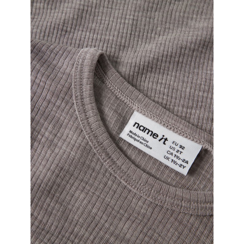 NAME IT Mini Wax uld rib langærmet bluse - Satellite