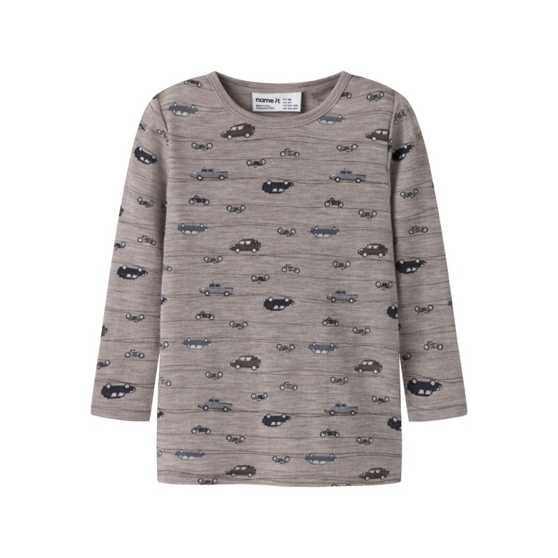 NAME IT Mini Wang uld rib langærmet bluse - Satellite