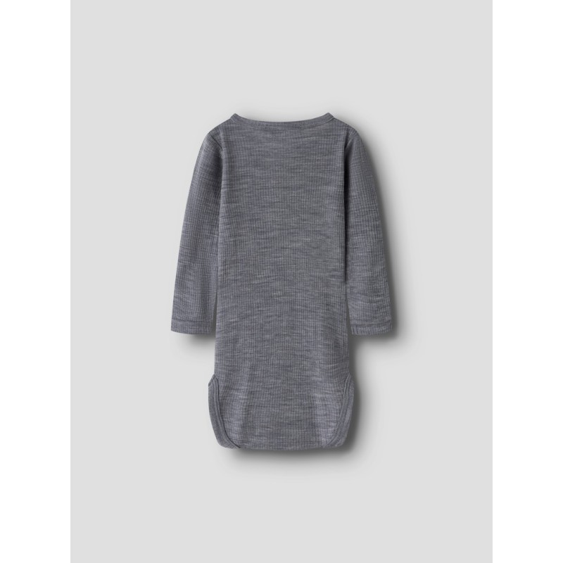 NAME IT BABY Wax langærmet uld bodystocking - Folkstone Gray