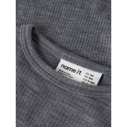 NAME IT BABY Wax langærmet uld bodystocking - Folkstone Gray