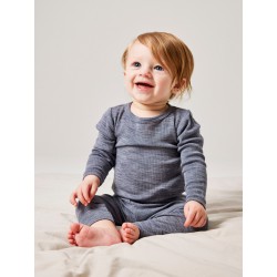 NAME IT BABY Wax langærmet uld bodystocking - Folkstone Gray