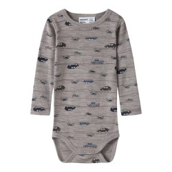 NAME IT Baby Wang uld rib langærmet bodystocking - Satellite