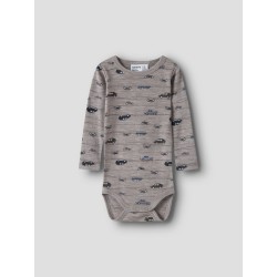 NAME IT Baby Wang uld rib langærmet bodystocking - Satellite