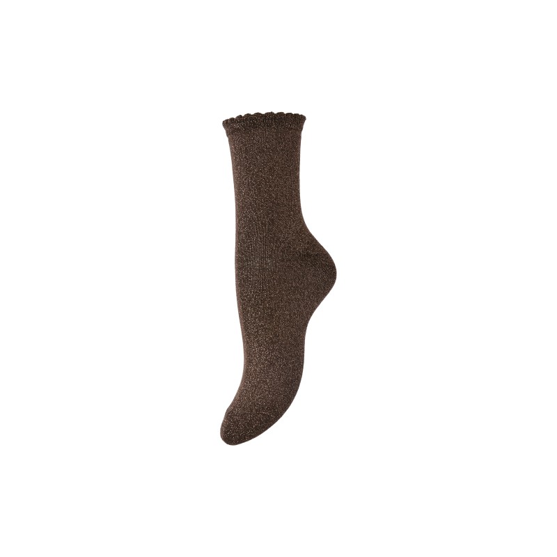 PIECES Sebby glitter strømper - Hot Fudge/Lurex