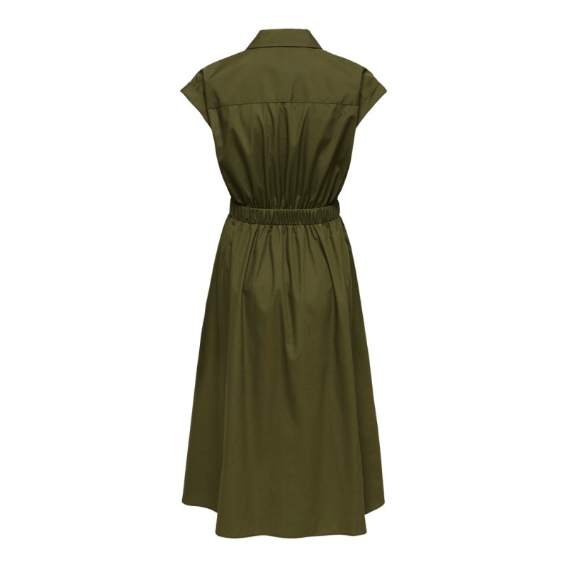 JDY Willy Kortærmet midi kjole - Dark OLive