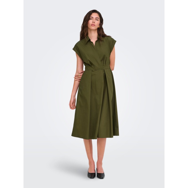 JDY Willy Kortærmet midi kjole - Dark OLive