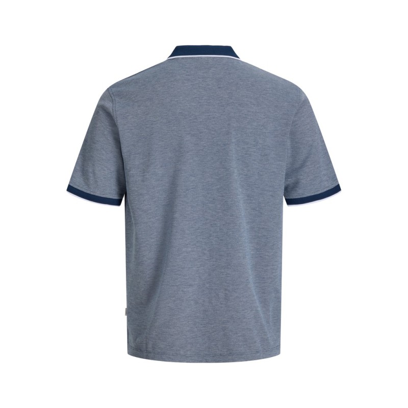 JACK & JONES PLUS Blualves Kortærmet polo - Insignia Blue/ White Melange