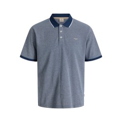 JACK & JONES PLUS Blualves Kortærmet polo - Insignia Blue/ White Melange
