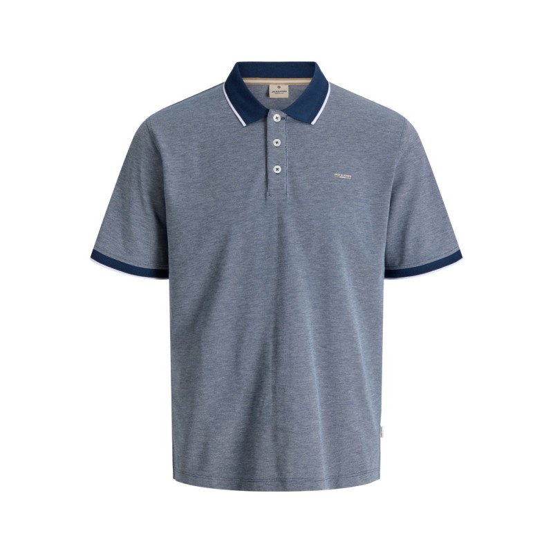 JACK & JONES PLUS Blualves Kortærmet polo - Insignia Blue/ White Melange