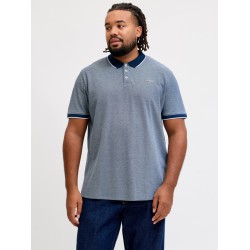 JACK & JONES PLUS Blualves Kortærmet polo - Insignia Blue/ White Melange
