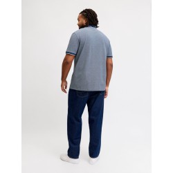 JACK & JONES PLUS Blualves Kortærmet polo - Insignia Blue/ White Melange