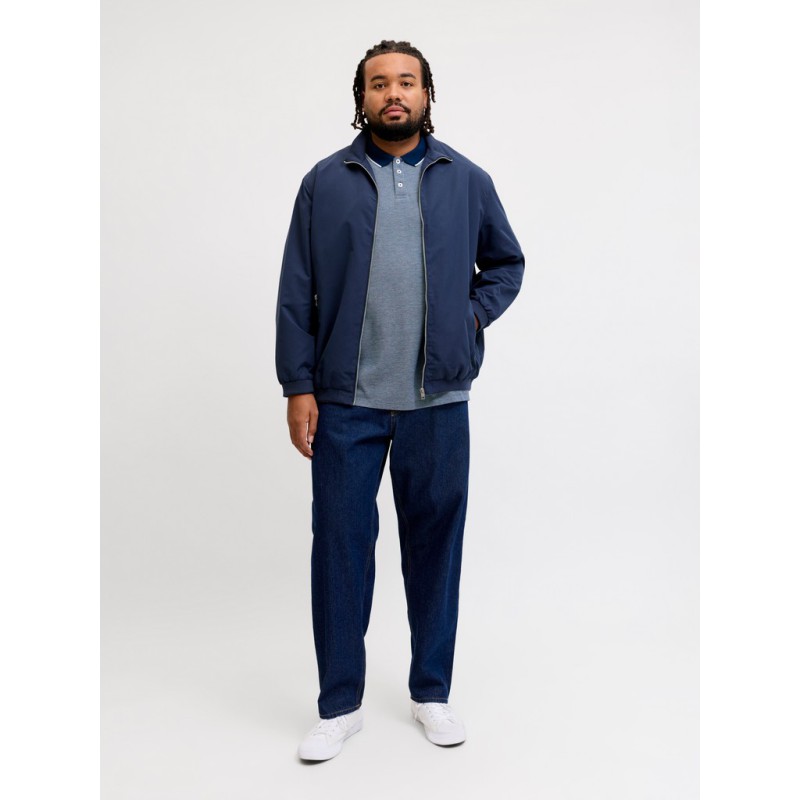 JACK & JONES PLUS Blualves Kortærmet polo - Insignia Blue/ White Melange