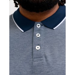 JACK & JONES PLUS Blualves Kortærmet polo - Insignia Blue/ White Melange