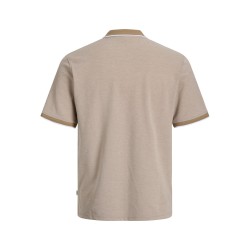 JACK & JONES PLUS Blualves Kortærmet polo - Petrified Oak/ White Melange