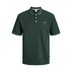 JACK & JONES PLUS Blualves Kortærmet polo - Pineneedle Black Melange/ Sort meleret