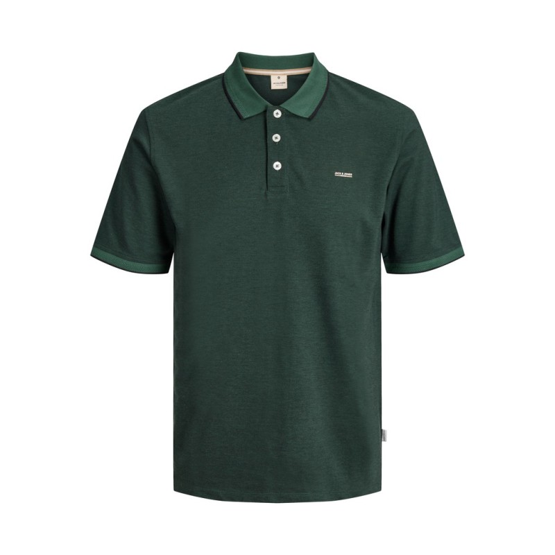 JACK & JONES PLUS Blualves Kortærmet polo - Pineneedle Black Melange/ Sort meleret