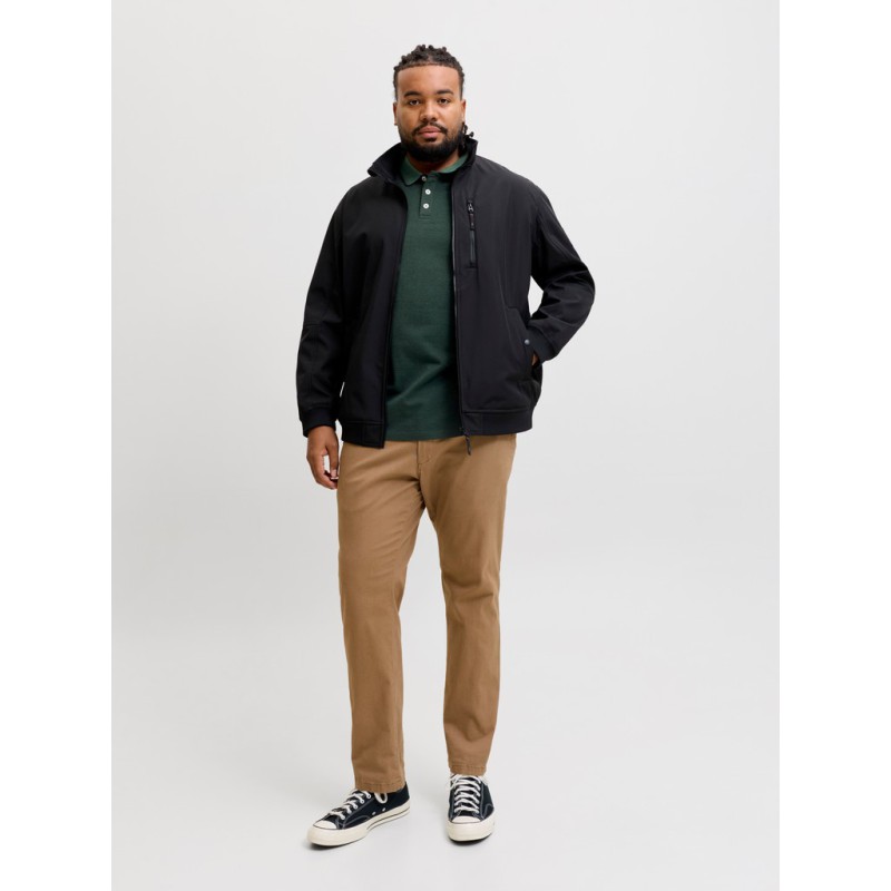 JACK & JONES PLUS Blualves Kortærmet polo - Pineneedle Black Melange/ Sort meleret