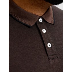 JACK & JONES PLUS Blualves Kortærmet polo - Hot Fudge/ Black Melange