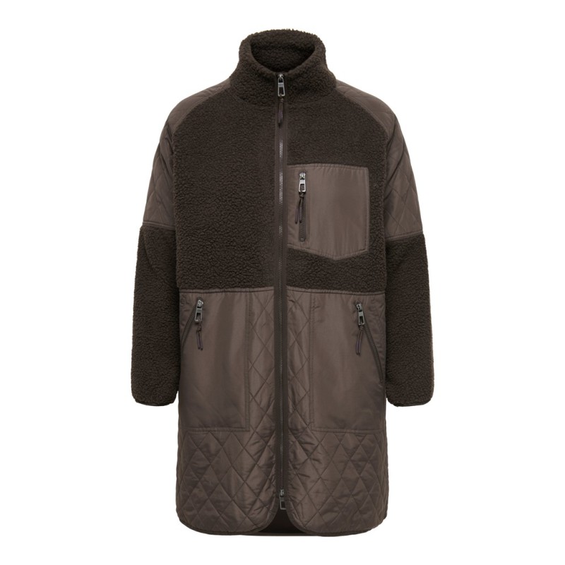 ONLY CARMAKOMA Ohio quiltet mix fleece jakke - Chocolate Martini