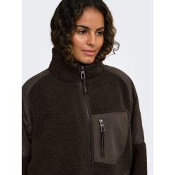 ONLY CARMAKOMA Ohio quiltet mix fleece jakke - Chocolate Martini