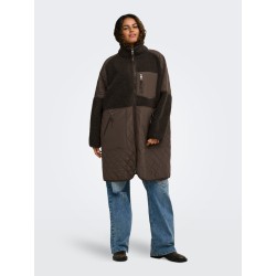 ONLY CARMAKOMA Ohio quiltet mix fleece jakke - Chocolate Martini