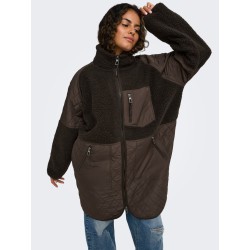 ONLY CARMAKOMA Ohio quiltet mix fleece jakke - Chocolate Martini