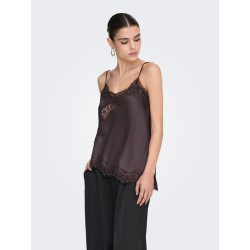 JDY Fifi Asym. Lace Top - Coffee Bean
